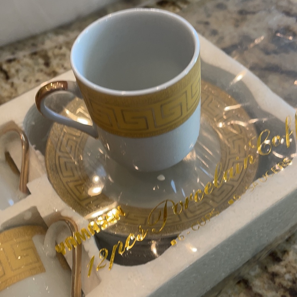 24 ct gold plated. Porcelain Turkish coffee set.